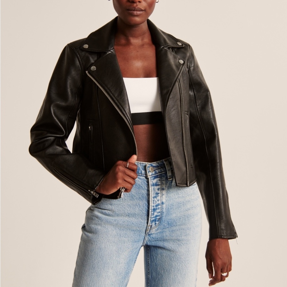 Abercrombie Vegan Leather Moto Jacket in size Medium